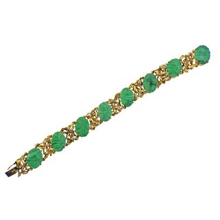 Carved Jade Gold Bracelet 