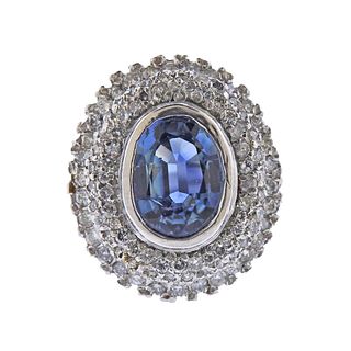 3.55 Carat Aquamarine Diamond Gold Ring