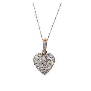 Diamond Gold Heart Pendant on Tiffany & Co Necklace 