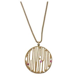 Ruby Gold I Love You Medallion Pendant Necklace