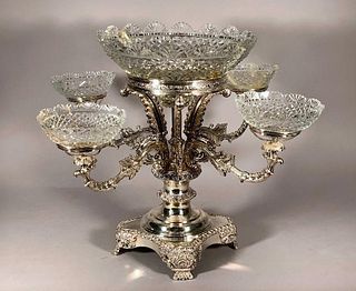 English Silver Plated Epergne, Late 19thc.