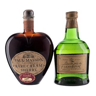 Lote de Brandy y Crema de Jerez. a) Paul Masson. Rare cream sherry. California, U.S.A. En presentación de...