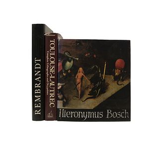 LOTE DE LIBROS: ARTISTAS EUROPEOS. a) Adhemar, Jean. Toulouse - Lautrec. b) Rembrandt Paintings. Piezas: 3.