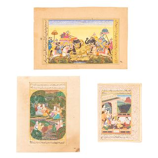 Hojas Iluminadas Persas. Escenas del Shahnama: El Libro de los Reyes. Irán, Período Qajar, Siglo XIX.