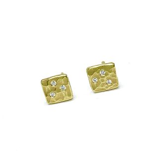 Nugget earrings in 18K gold and diamonds