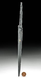 19th C. Italian Iron Knife Blade w/ Copper Inlay