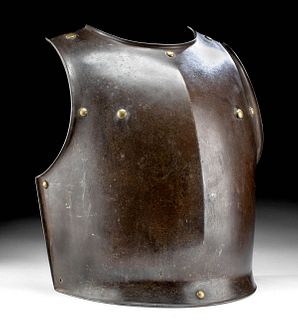 Late 18th C. French Steel Breast Plate w/ Brass Rivets
