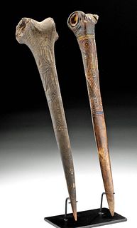 2 Early 20th C. Papua New Guinea Cassowary Bone Daggers