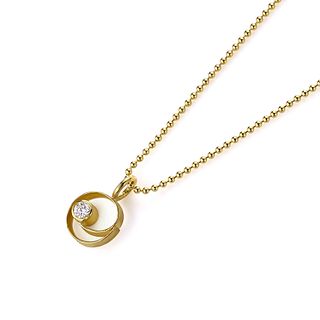 Coil button pendant with diamond in 18K gold