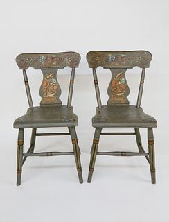 Pair of Decorated Pennsylvania Side Chairs, circa 1840