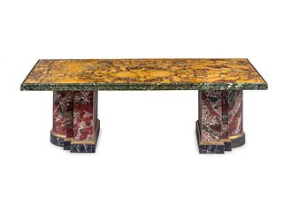 A Modern Marble and Faux Marble Low Table by Robert Metzger (American, 1939-1994)
