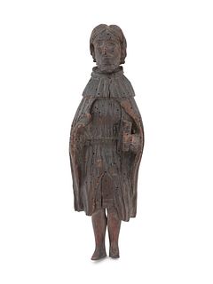 A French or Spanish Carved Wood Figure of a King