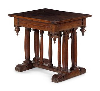 A French or Italian Carved Walnut Side Table