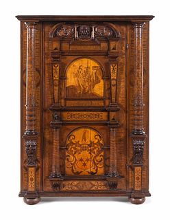 An Italian Baroque Walnut and Marquetry Cupboard