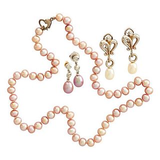 CULTURED PEARL JEWELRY, 18K GOLD OR STERLING