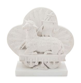 A Carved Marble Figural Group Allegorical of the Lamb of God