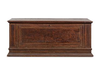 A Large Continental Parquetry Decorated Walnut Coffer