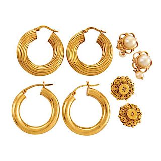 COLLECTION OF 14K YELLOW GOLD EARRINGS