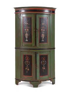 A Scandinavian Painted Pine Corner Cabinet