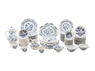 A Meissen Blue Onion Porcelain Dinner Service