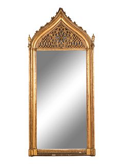A Continental Gothic Revival Giltwood Mirror