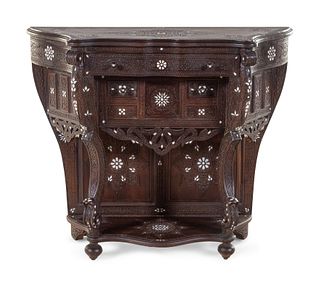 A Syrian Mother-of-Pearl Inlaid Carved Walnut Console Table