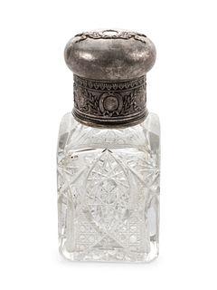 A Russian Silver Mounted Cut Glass Decanter