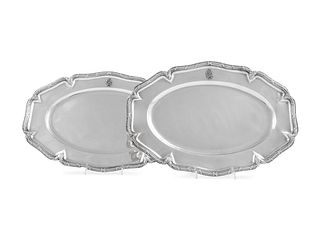 A Pair of Russian Silver Serving Platters