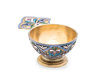 A Russian Silver-Gilt and Shaded Enamel Charka