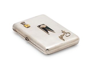 A Russian Silver and Gold Mounted Cigarette Case