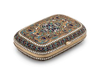 A Russian Silver-Gilt and Enamel Change Purse