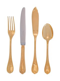 A Christofle Gold-Plated Flatware Service
