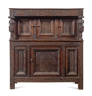 A William and Mary Carved Oak Court Cupboard