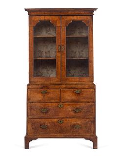 A George II Burl Walnut Bookcase