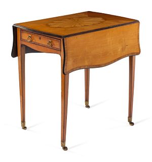 A George III Satinwood, Mahogany and Marquetry Pembroke Table