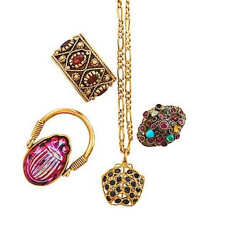 COLLECTION OF GOLD AND GEM-SET GOLD JEWELRY
