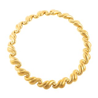 An 18K Solid Gold Wave Link Necklace by de Vroomen