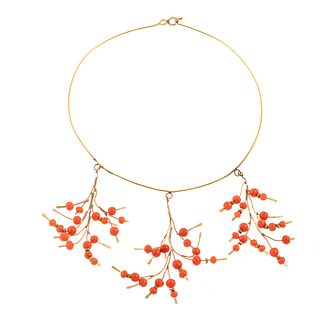A Coral Tree Branch Necklace in 14K