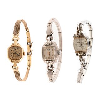 A Trio of Ladies' Vintage Wristwatches in 14K