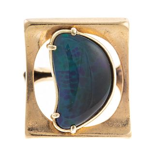 A Modern 5.50 ct Black Australian Opal Ring in 14K