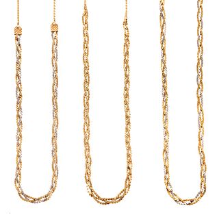 A Trio of Woven Link Necklaces in 14K & 18K