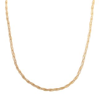 A Long Woven Chain Link Necklace in 14K