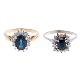 A Pair of Classic Sapphire & Diamond Rings in Gold