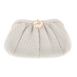 A Judith Leiber White Pleated Leather Clutch