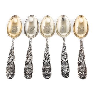 Five Tiffany & Co. Sterling Nursery Rhyme Spoons