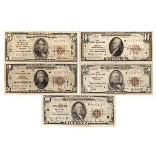 Complete Denomination Set National Currency 1929