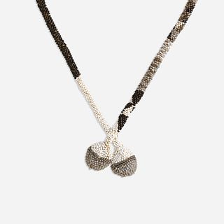Dagobert Peche for Wiener Werkstatte, Attributed grey and white glass bead necklace