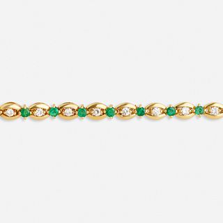 Emerald, diamond, and gold bracelet