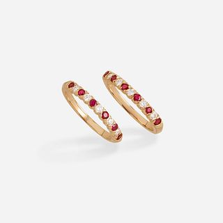 Oscar Heyman, Two gold, ruby, and diamond guard rings