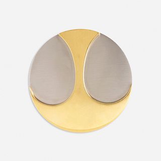 Gold and stainless steel brooch